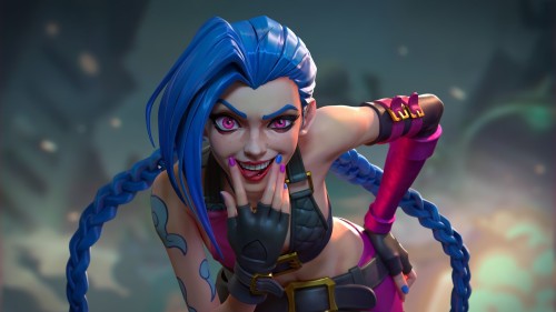 jinx blue hair hd league of legends 1920x1080