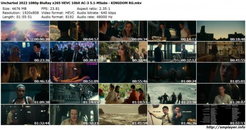 Uncharted 2022 1080p BluRay x265 HEVC 10bit AC 3 5.1 MSubs KINGDOM RG preview